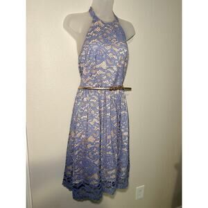 NWT Eliza J Open Back Floral Dress with Gold Belt - Size 6